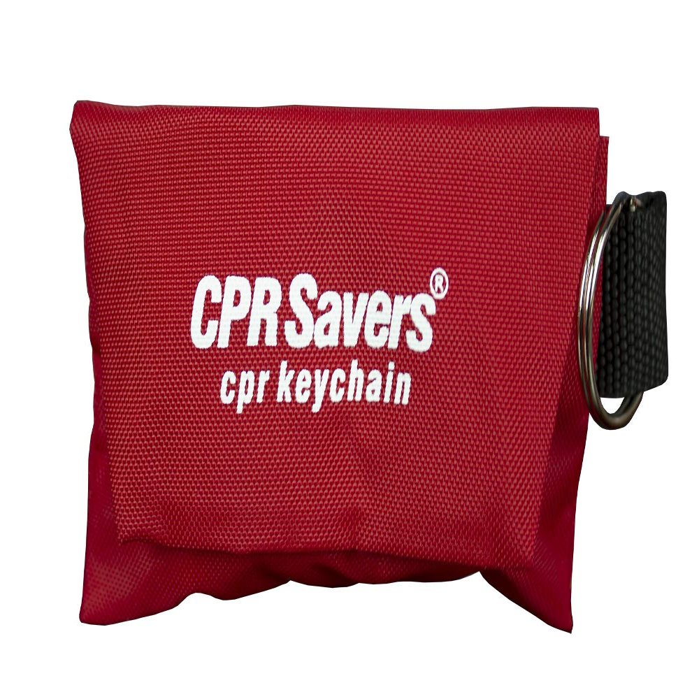 CPR Savers & First Aid Supply CPR Face Shield Mask Keychain Kit with Gloves for CPR Training and Rescue (20, Red)