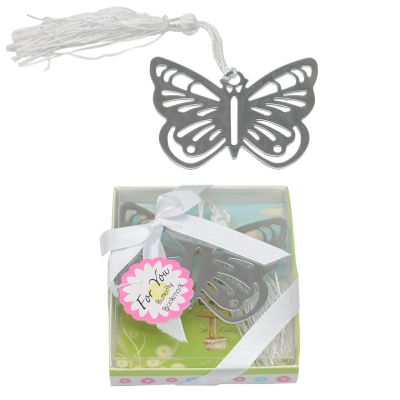 12 Pcs Silver Butterfly Metal Bookmarks with Gift Box, for Baby Shower Return Gift and Wedding Favors Gift (12)