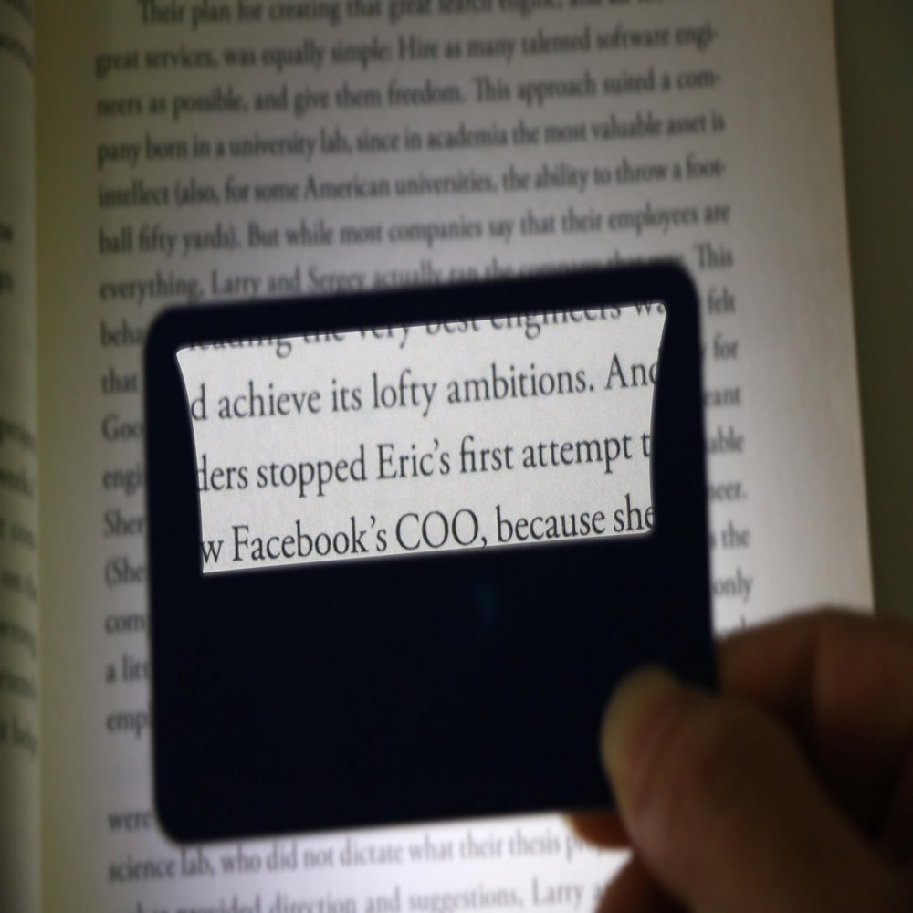 2 Packs - Portable Card Sized Magnifiers Built-in LED Can Stick on Smart Phone Father's Mother's Gifts - Black