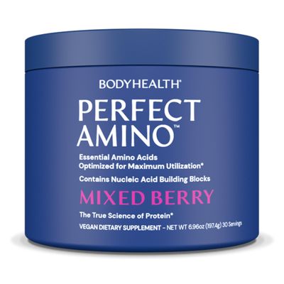 BodyHealth PerfectAmino Powder - BCAA and EAA Powder for Pre and Post Workout - Amino Acid Energy Drink for Men and Women to Support Lean Muscle and Recovery - Mixed Berry - 30 Servings