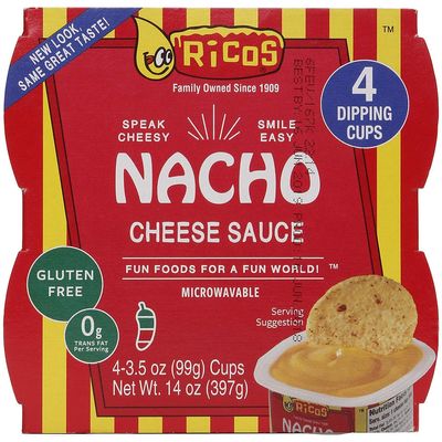 Ricos Nacho Cheese Sauce Portion Cup - (4-pack) 3.5oz Cups - Case - 12 Pack
