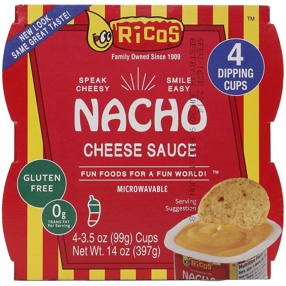 Ricos Nacho Cheese Sauce Portion Cup - (4-pack) 3.5oz Cups - Case - 12 Pack