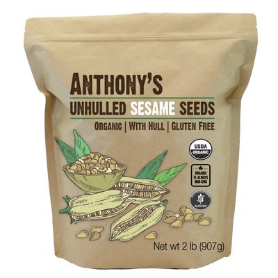 Anthony's Sesame Seeds, 2 lb, Unhulled, Batch Tested and Verified Gluten Free, With Hull, Keto Friendly