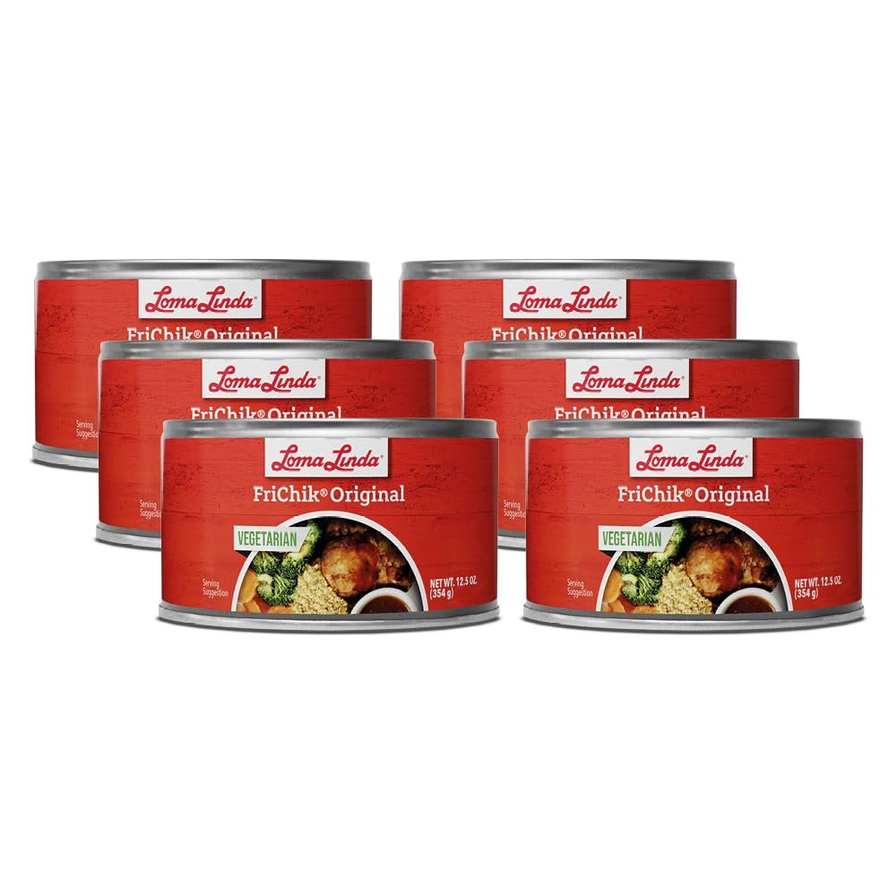 Loma Linda FriChik Original - Plant-Based Chicken Substitute, 6 Pack of 12.5 oz Cans  Non-GMO, Vegetarian, High-Protein Meat Alternative