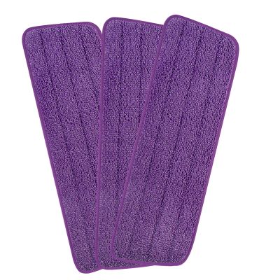 3 Pack 16.5 inch Reusable Mop Pads Microfiber Spray Mop Replacement Heads for Wet/Dry Mops Compatible with Bona Floor Care System (Purple)