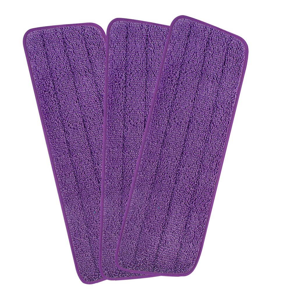 3 Pack 16.5 inch Reusable Mop Pads Microfiber Spray Mop Replacement Heads for Wet/Dry Mops Compatible with Bona Floor Care System (Purple)