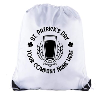 Custom St Patrick's Day Backpack Personalized Drawstring Bags, Reusable Gift bag - 10PK White CE2500Patty S4
