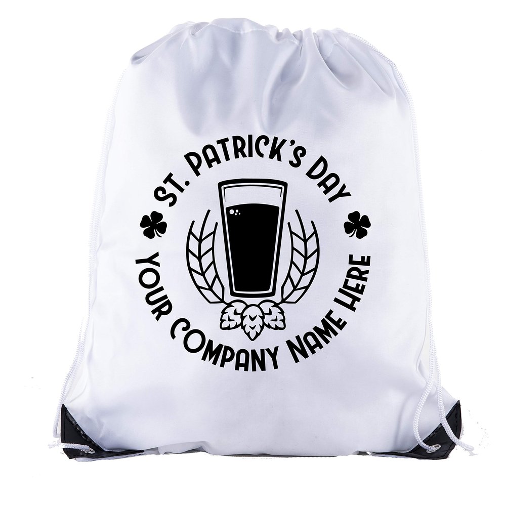 Custom St Patrick's Day Backpack Personalized Drawstring Bags, Reusable Gift bag - 10PK White CE2500Patty S4