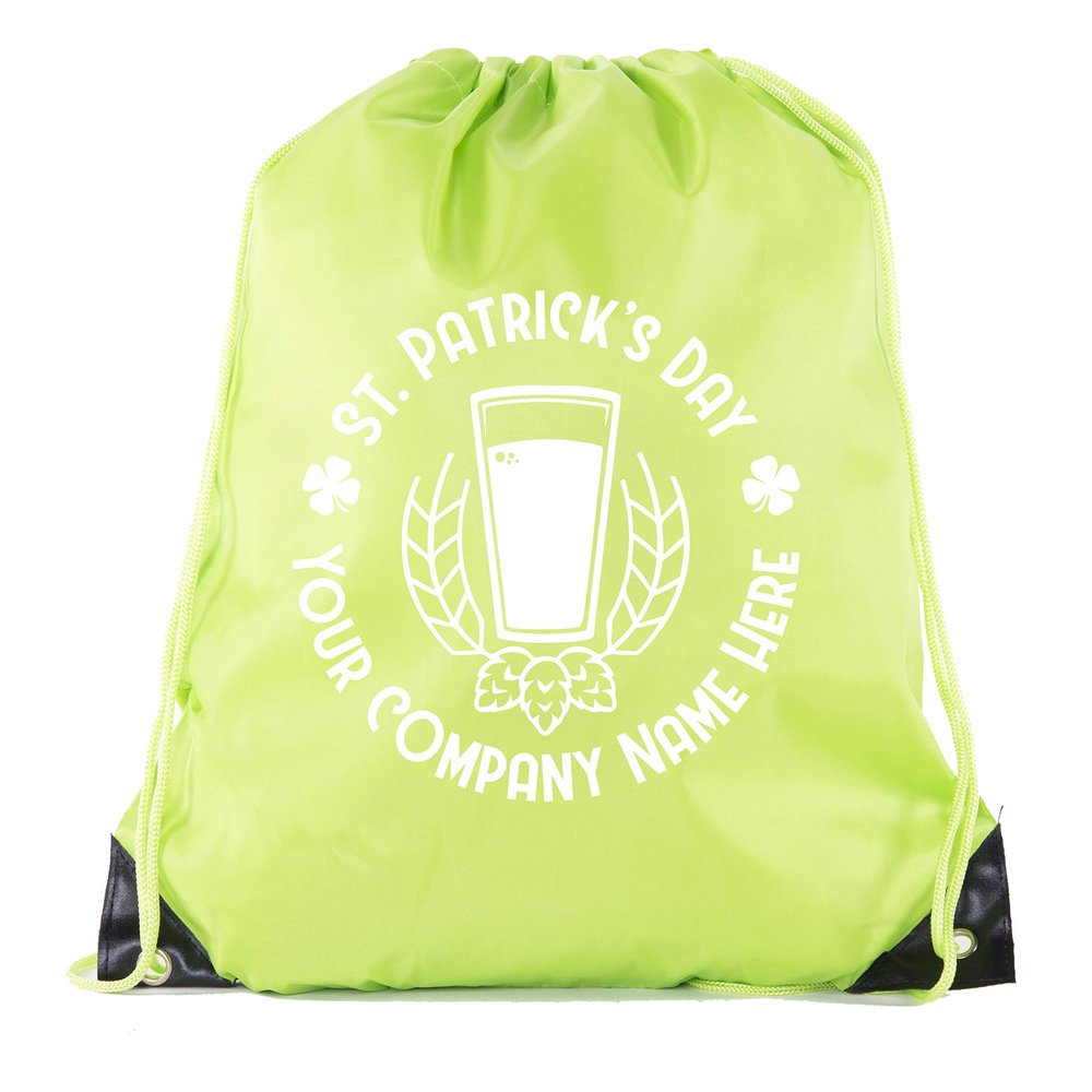 Custom St Patrick's Day Backpack Personalized Drawstring Bags, Reusable Gift bag - 10PK Lime CE2500Patty S4