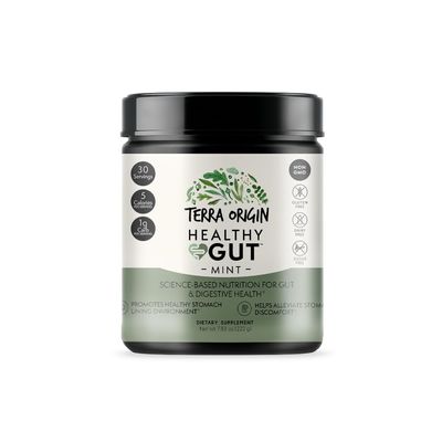 TERRA ORIGIN Healthy Gut Mint Flavor |30-Servings with L-Glutamine, Zinc, Glucosamine, Slippery Elm Bark, Marshmallow Root and More!