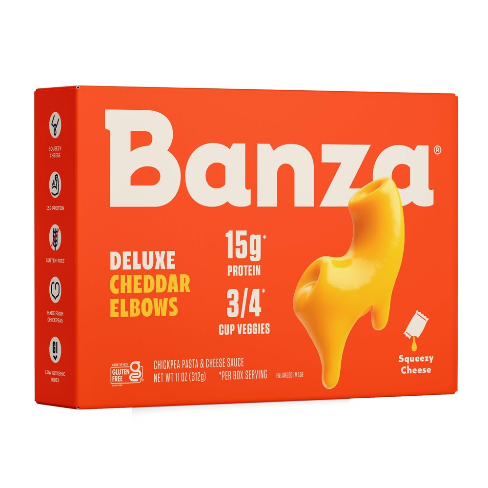 Banza Deluxe Elbows Mac and Cheese with Creamy Cheddar - High Protein, Gluten Free, and Lower Carb Deluxe Protein Mac and Cheese 11.0oz