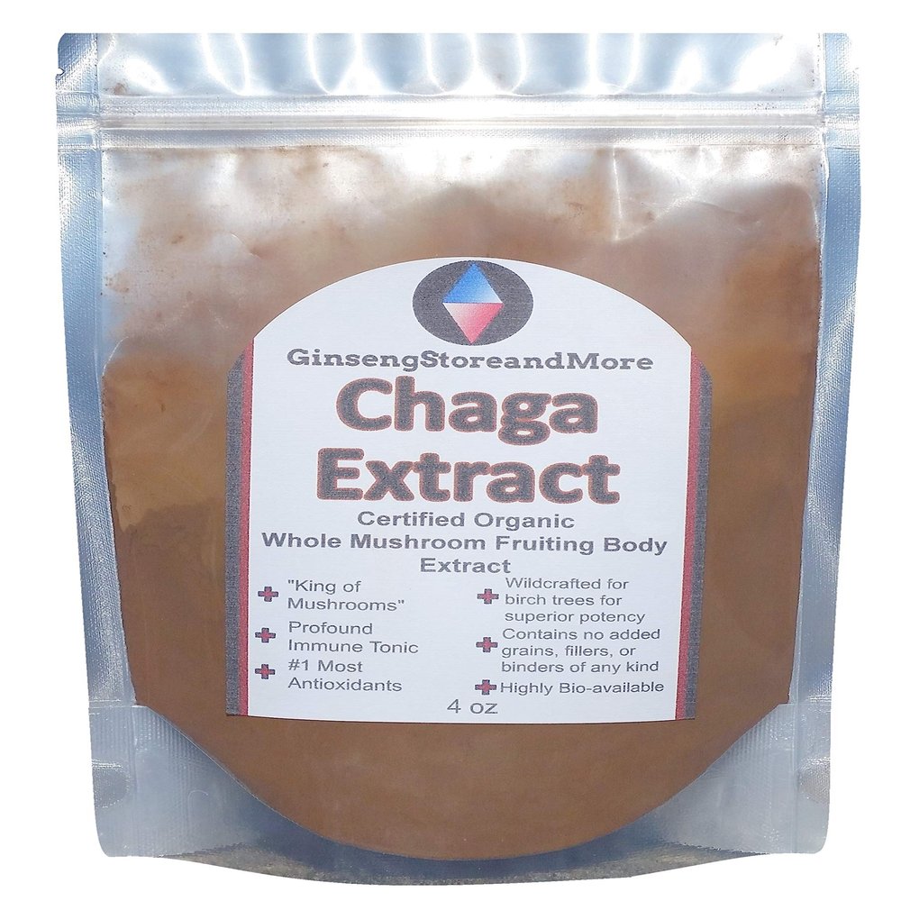4oz Organic Chaga Mushroom Extracted From Wildcrafted Siberian Chaga Sclerotium from Nammex | >8% Beta-Glucans | Inonotus Obliquus | -Glucan for Energy, Antioxidants, Immune System