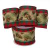 4" X 10 Yards Pine & Plaid Fabric Wide Ribbon Christmas view 1