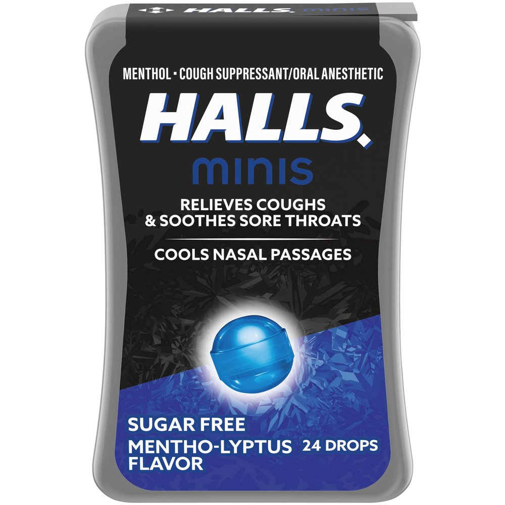 HALLS Minis Mentho-Lyptus Flavor Sugar Free Cough Drops, 24 Drops
