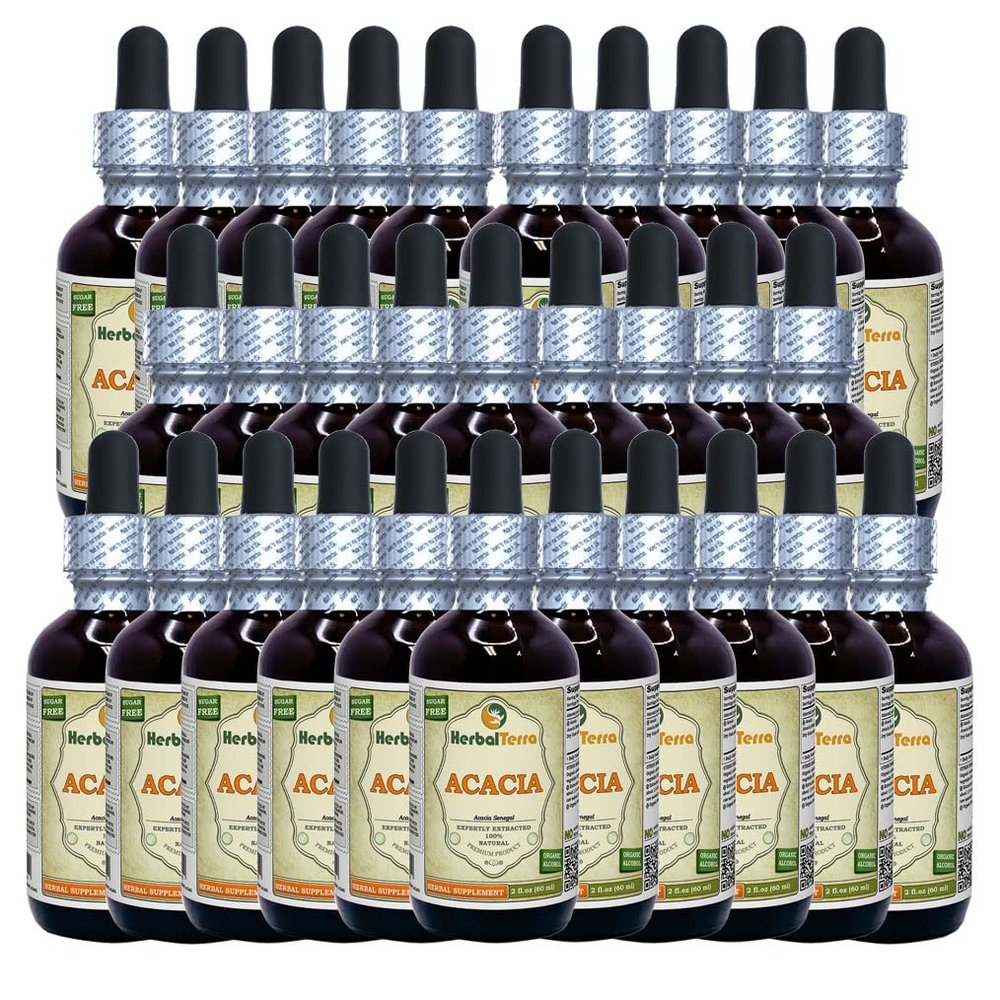 Acacia (Acacia senegal) Tincture, Organic Gum Liquid Extract (Brand name: HerbalTerra, Proudly made in USA) 30x2 fl.oz (30x60 ml)
