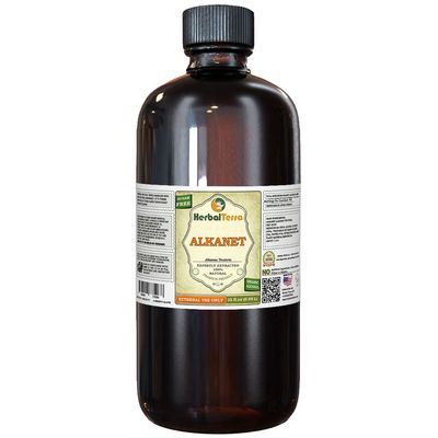 Alkanet (Alkanna Tinctoria) Tincture, Dried Root Liquid Extract (Brand Name: HerbalTerra, Proudly Made in USA) 32 fl.oz (0.95 l)