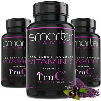 (3 Pack) Raw Whole Food Vitamin C Natural Immune Support from Berries, Premium Antioxidants, Bioflavonoids & Polyphenols, 180 Vegan Capsules