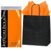 Flexicore Packaging | 8"x4.75"x10.25" Black Kraft Paper Gift Bags + Gift Tissue Paper (Tangerine Orange, 5 Bags) view 1