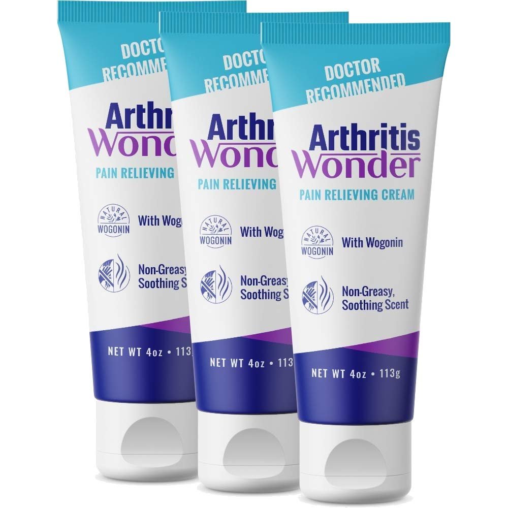 Arthritis Wonder Pain Relief Cream, 4 oz Arthritis Pain Relief Cream for Hand, Knee, Foot and Wrist Joints Fast-Acting, Deep Penetrating, Non-Greasy Formula with Natural Wogonin - 3 Pack