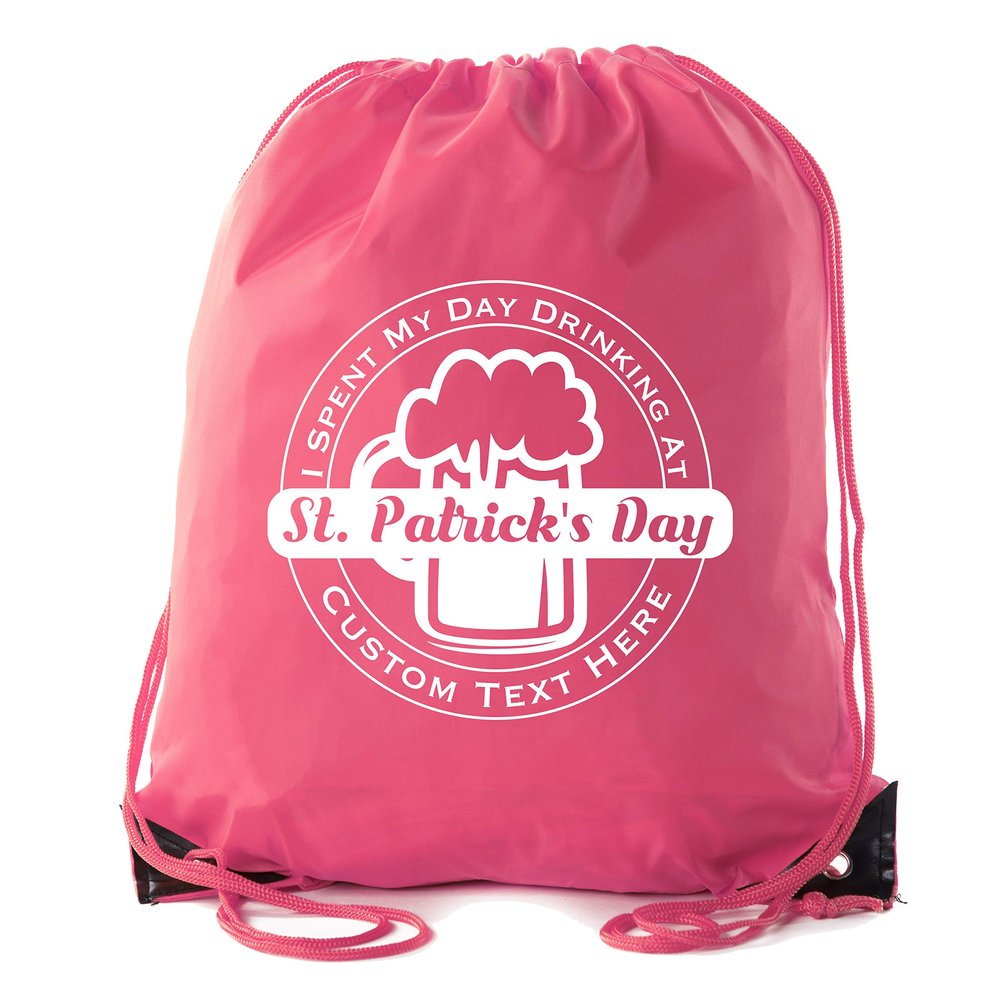 Custom St Patrick's Day Backpack Personalized Drawstring Bags, Reusable Gift bag - 10PK Pink CE2500Patty S6
