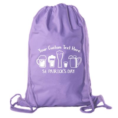 Custom St Patrick's Day Backpack Personalized Drawstring Bags, Reusable Gift bag - 10PK Purple CE2725Patty S5