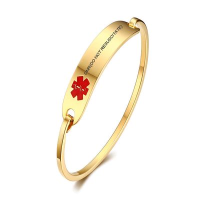 VNOX DNR(DO NOT RESUSCITATE) Medical Alert Safety ID Stainless Steel Cufff Bangle Bracelet,6.3-7.5"