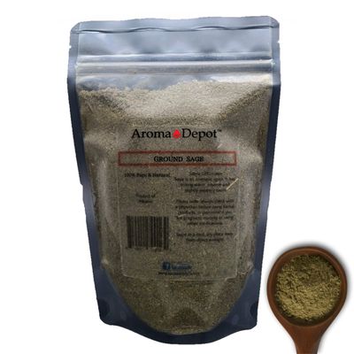 100% Natural Ground and Whole Sage Leaf Herb, Spice, Seasoning, Dried, Leaves, Chushed, Rubbed, Kosher Gluten-Free Non GMO (Ground Sage, 4 oz)