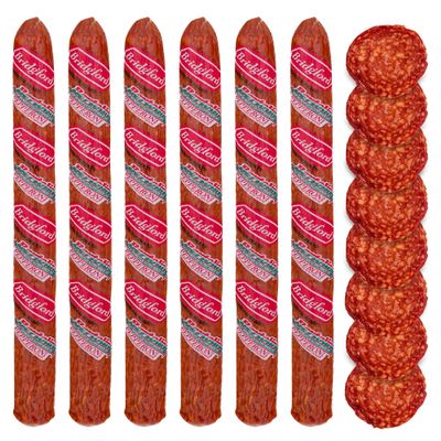 Bridgford Old World Pepperoni Stick 16 oz Pack of 6 - Naturally Smoked Pepperoni Stick for Pizza and Sandwiches - High Protein Zero Carb Keto Snack for Low Carb Keto Diets and Dietary Preferences