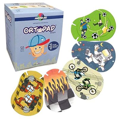 Ortopad Bamboo Boys Eye Patches, 50/Box (Regular Size, 4+ yrs) Racing Flames Pack