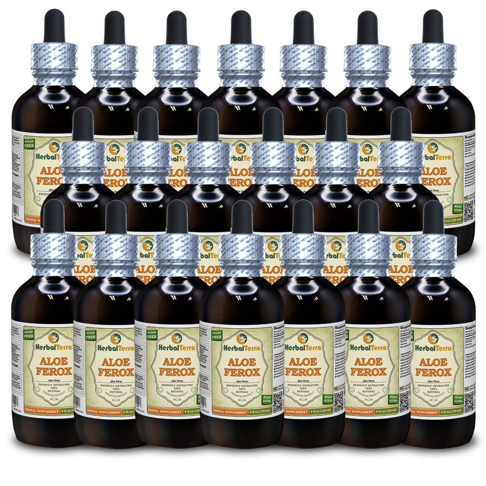 Aloe Ferox (Aloe Ferox) Tincture, Dried Leaf Liquid Extract (Brand Name: HerbalTerra, Proudly Made in USA) 20x4 fl.oz (20x120 ml)