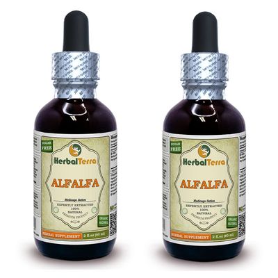Alfalfa (Medicago Sativa) Tincture, Sprouting Seeds Liquid Extract (Brand Name: HerbalTerra, Proudly Made in USA) 2x2 fl.oz (2x60 ml)