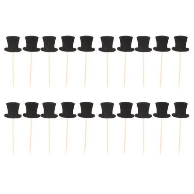20pcs Paper Top Hats Cake Topper Cupcake Picks for Cake Decor Birthday Party Supplies