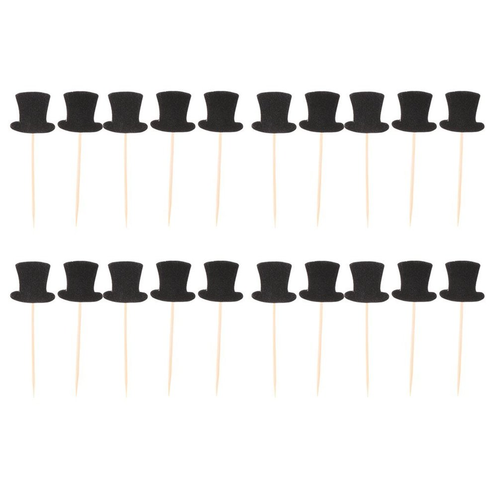 20pcs Paper Top Hats Cake Topper Cupcake Picks for Cake Decor Birthday Party Supplies