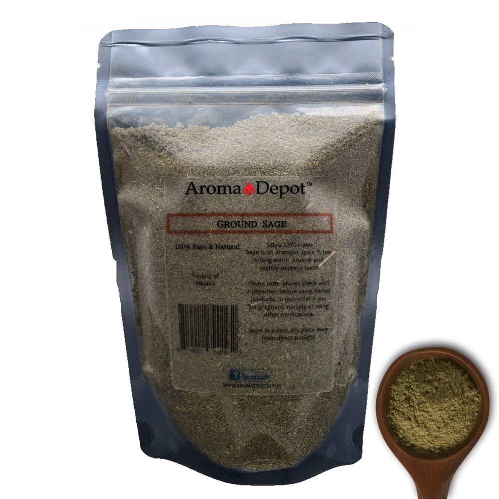 100% Natural Ground and Whole Sage Leaf Herb, Spice, Seasoning, Dried, Leaves, Chushed, Rubbed, Kosher Gluten-Free Non GMO (Whole Rubbed Sage, 1.5 Lb)