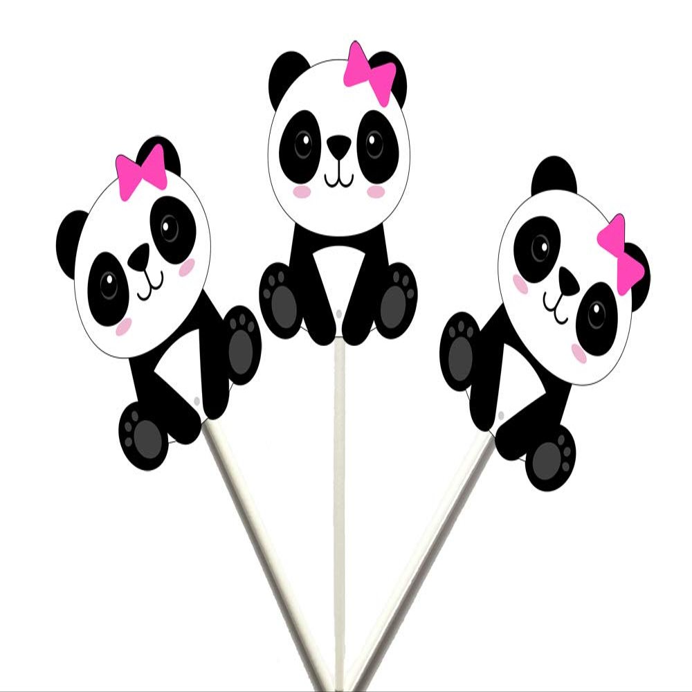 12 Count PANDA GIRL SITTING CUPCAKE TOPPERS, Panda Bear Cupcake Toppers, Panda Bear Cake Toppers, Panda Bear Decorations, Panda Bear Baby Shower Decorations