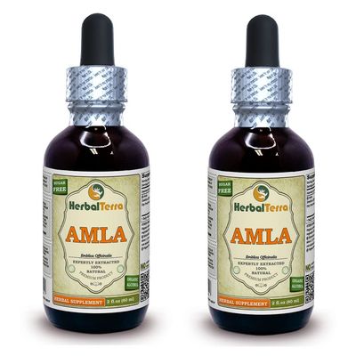 Amla (Phyllanthus Emblica) Tincture, Organic Liquid Extract (Brand Name: HerbalTerra, Proudly Made in USA) 2x2 fl.oz (2x60 ml)