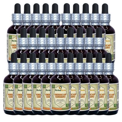 American Ginseng (Panax Quinquefolius) Tincture, Dried Root Liquid Extract (Brand Name: HerbalTerra, Proudly Made in USA) 30x2 fl.oz (30x60 ml)