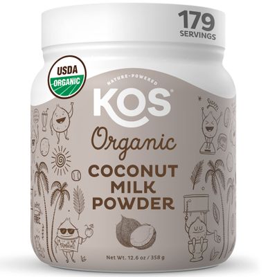 KOS Organic Coconut Milk Powder, USDA Certified Organic - 0g Sugar, MCT Plant Based Creamer for Coffee, Smoothies, Vegan, Keto, Paleo Friendly, Non-GMO, Gluten or Dairy- 12.6oz, 179 Servings