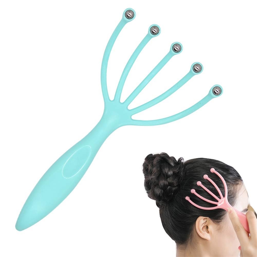 Angzhili Handheld Scalp Massager, SPA Claw Massager with Steel Balls, Gentle Scalp Massage for Stress Relief (Blue)
