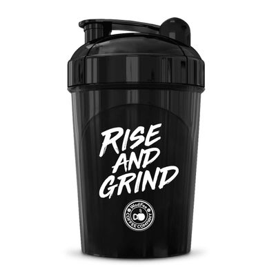 MIXT Energy Rise And Grind Shaker Bottle, 16 oz. Shaker Bottle, BPA Free & Lid Mixing Technology (16 oz, Black)