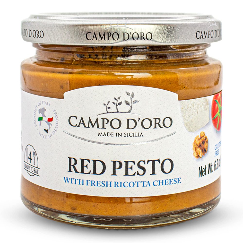 CAMPO D'ORO - Red Pesto Sauce 6.35 oz, Italian Tomato Sauce with Fresh Ricotta Cheese