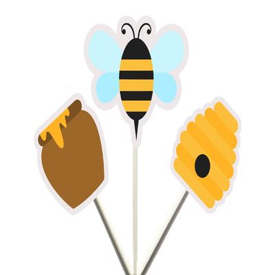12 Count- BEE HIVE, HONEY, Bumble Bee Cupcake Toppers, Bee Cupcake Toppers, Bumble Bee Birthday, Bumble Bee Party, Bumble Bee Baby Shower, Bumble Bee Party Supplies, Decorations