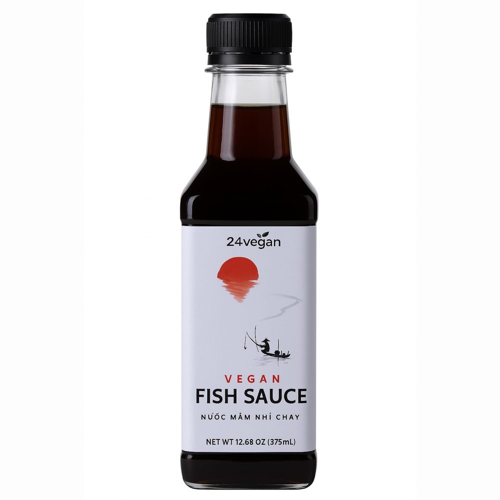 24Vegan - Vegan Fish Sauce for Cooking - Gluten Free, Certified Plant-Based, Premium All-Purpose Umami Sauce, Rich Fermented Flavor, No MSG, Tangy and Spicy Flavor, 12.68oz