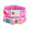 LinnaLove Medical Alert Bracelets Cartoon Emergency ID bracelets with customize engraved (Pink Dinosaur) view 1