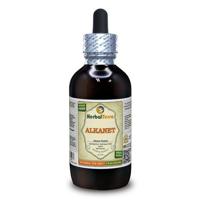 Alkanet (Alkanna Tinctoria) Tincture, Dried Root Liquid Extract (Brand Name: HerbalTerra, Proudly Made in USA) 4 fl.oz (120 ml)