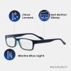 Readerest Blue Light Blocking Reading Glasses (Blue, 1.50 Magnification) Computer Eyeglasses With Thin Reflective Lens, Antiglare, Eye Strain, UV Protection, Stylish For Men And Women view 2