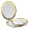 OCCASIONS 120 Plates Pack,(60 Guests) Heavyweight Premium Wedding Party Disposable Plastic Plates Set -60 x 10.5'' Dinner + 60 x 7.5'' Salad/Dessert (Diamond in White & Gold) view 2