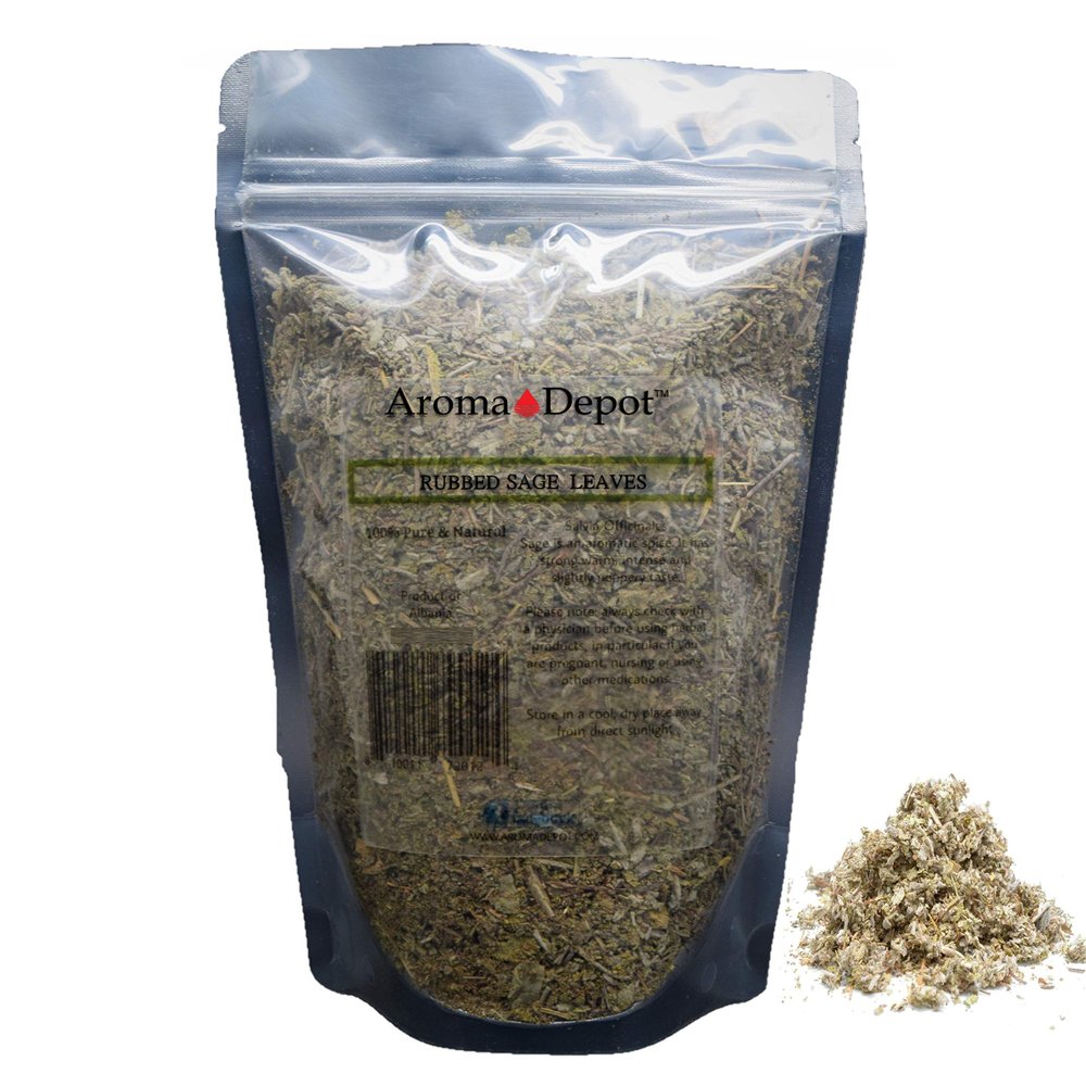 100% Natural Ground and Whole Sage Leaf Herb, Spice, Seasoning, Dried, Leaves, Chushed, Rubbed, Kosher Gluten-Free Non GMO (Whole Rubbed Sage, 4 oz)