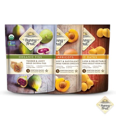 Sunny Fruit Organic Dried Fruit Assortment - Dates, Figs & Apricots Variety, 3 Bags (15 Individual Portion Packs) | No Preservatives, No Sugar Added | ORGANIC, NON-GMO, VEGAN, HALAL, KOSHER