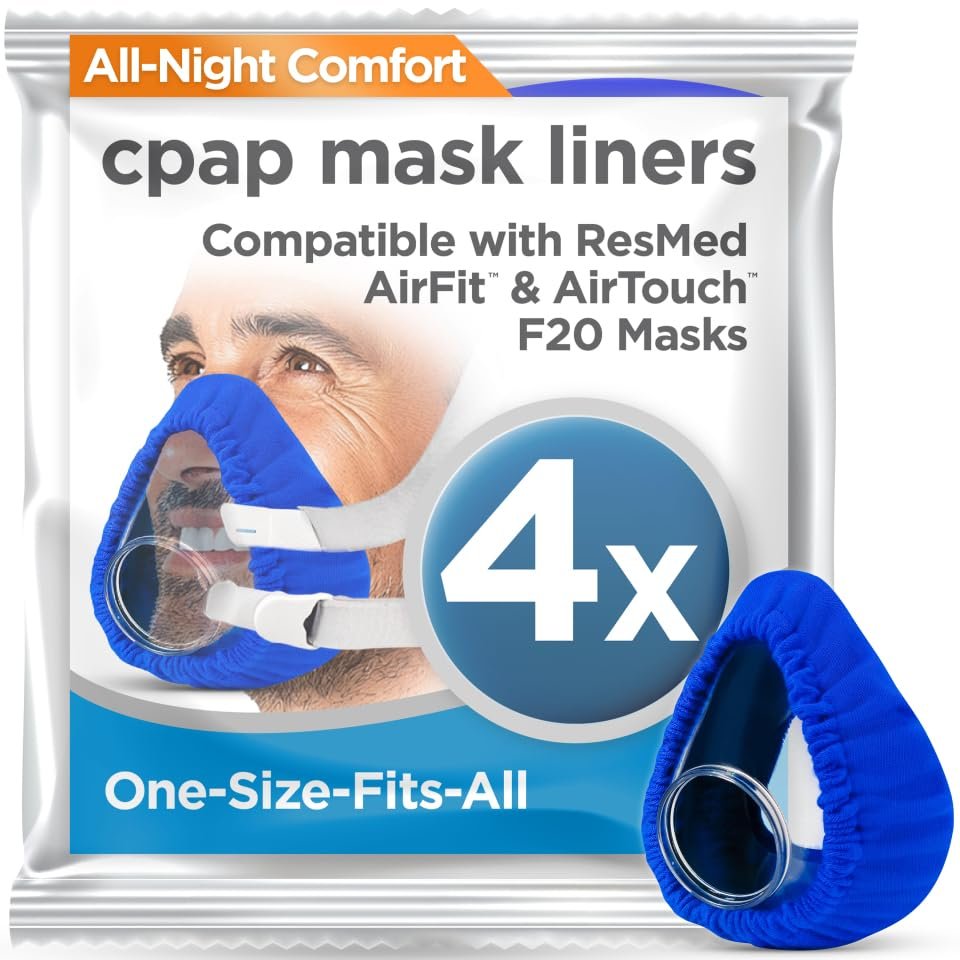resplabs CPAP Mask Liners Compatible with ResMed AirFit AirTouch F20 Full Face Masks Reusable Soft Fabric Cushion Covers Universal 4 Pack